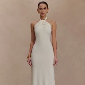 Elyna Slinky Halter Maxi Dress - Ivory